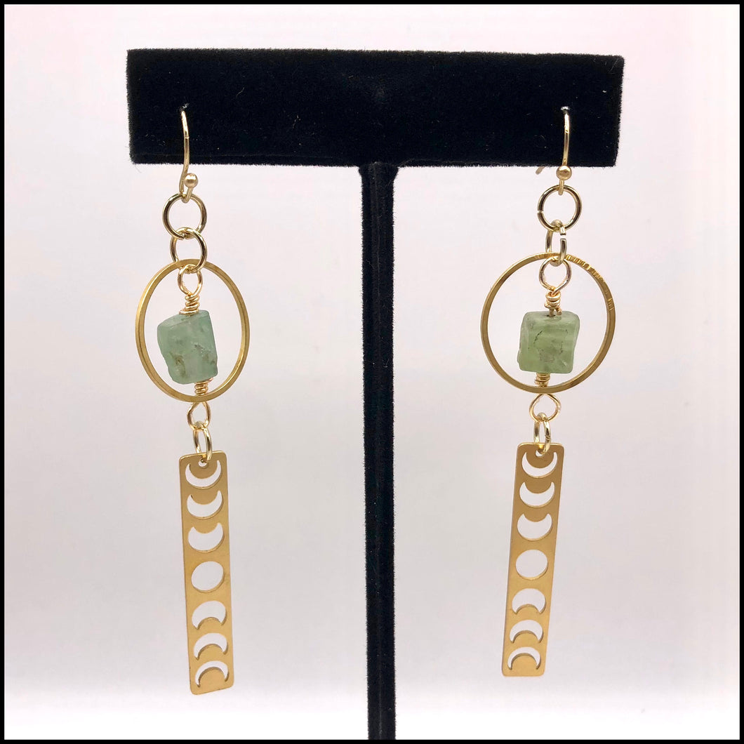 Green Kyanite Moonphase Earrings
